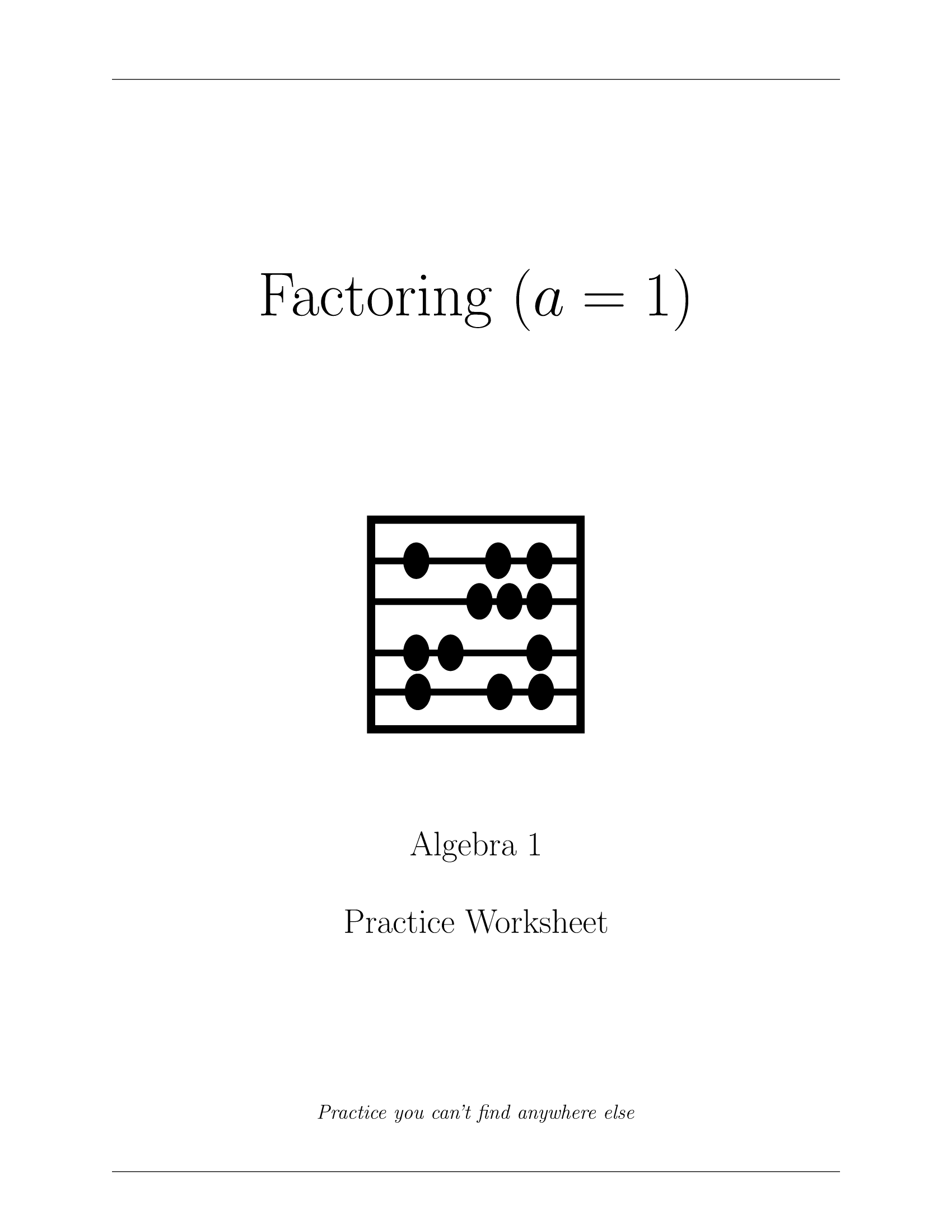 Factoring (a=1) Worksheet_1
