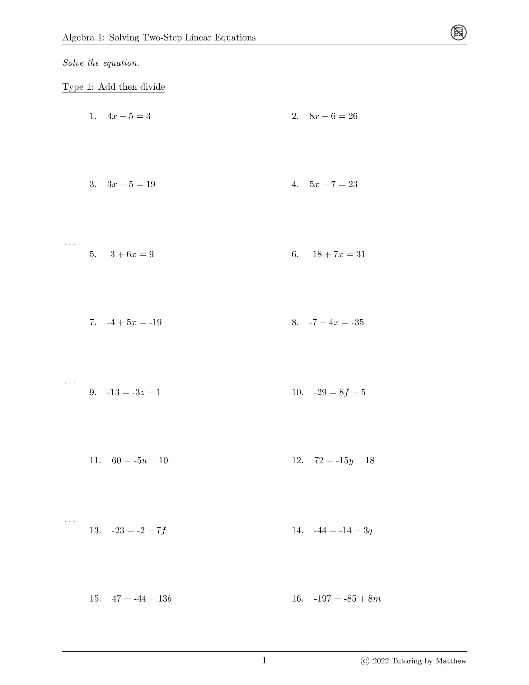 Two Step Equations Worksheet_3